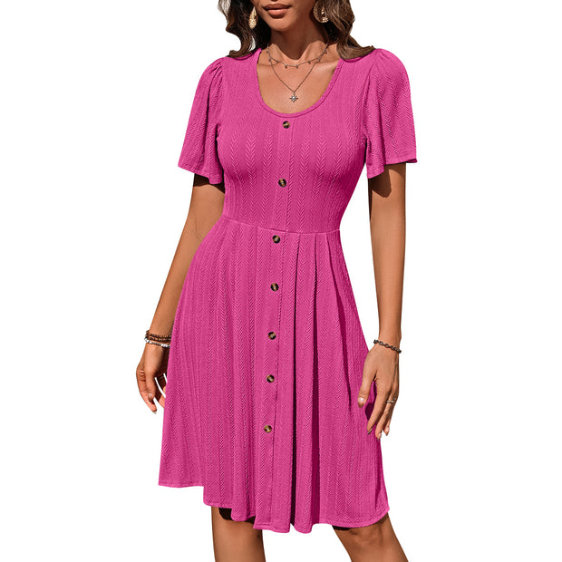 Fashion Casual Solid Color Holiday Dress